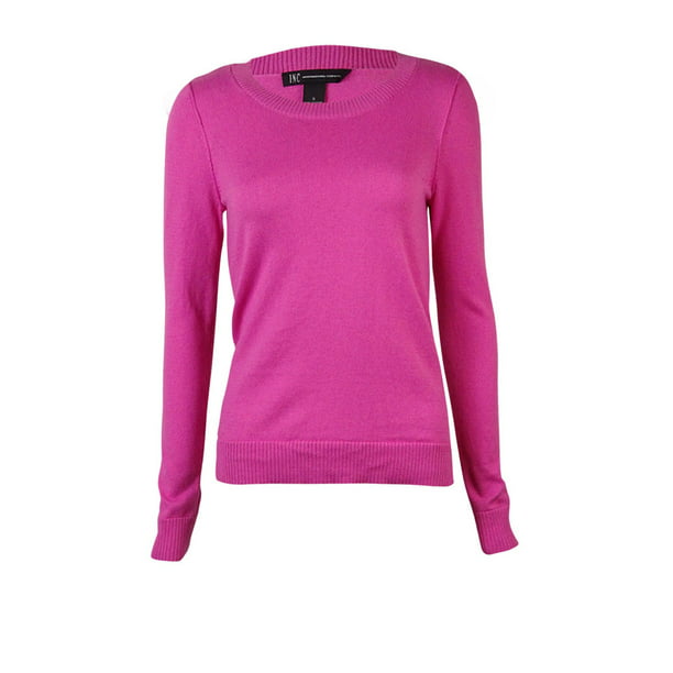 INC International Concepts Women's Mesh Fringe Sweater L, Polished Coral